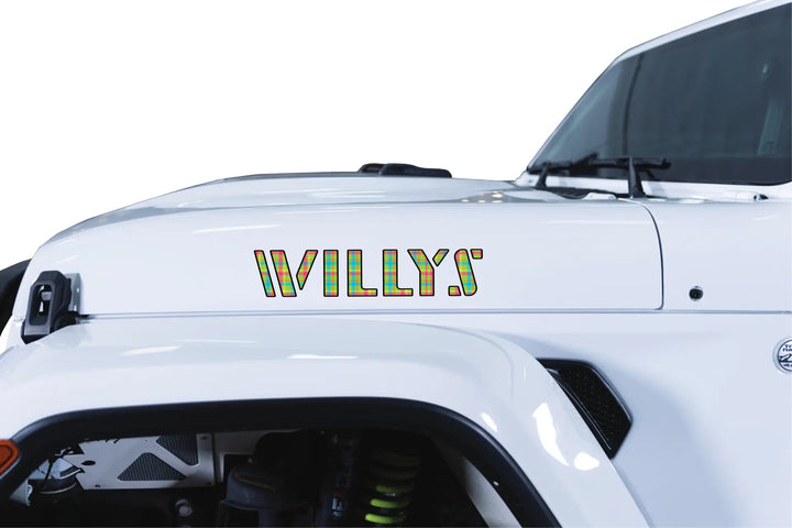 Willys Hood Lettering - Retro Neon Plaid