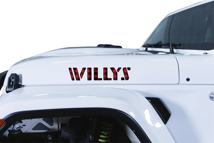 Willys Hood Lettering - Red and Black Plaid