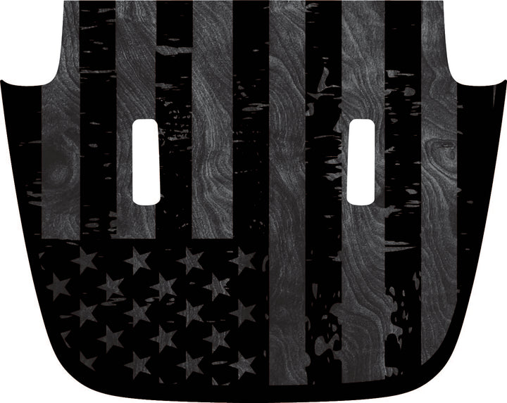 Subdued American Flag with Wood Background Hood Graphic - Sport/Sahara/Overland/Willys Hood Graphic