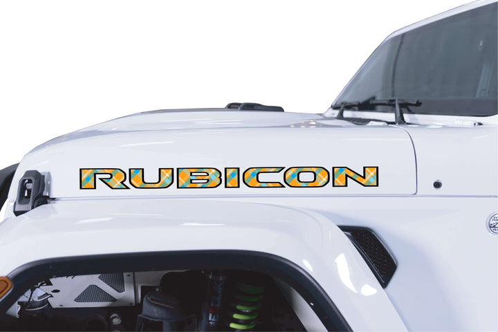 Rubicon Stickers Orange and Blue Plaid