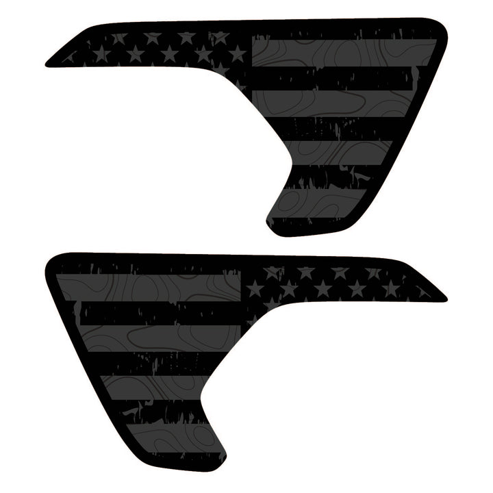 Subdued American Flag Topography Fender Inserts - Sport Sahara Overland Willys