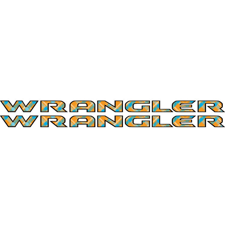 Wrangler Hood Lettering - Orange and Blue Plaid