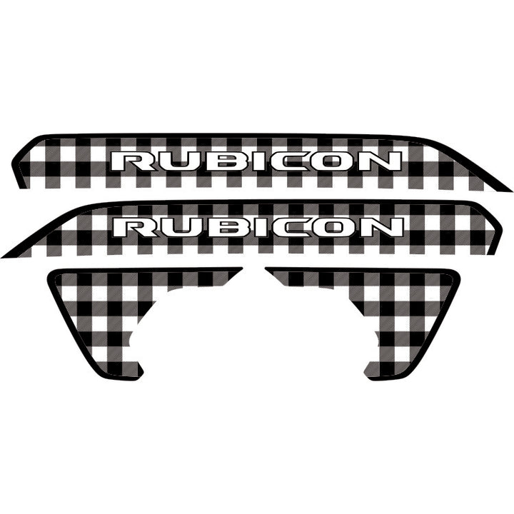 Rubicon Hood Lettering and Fender Insert Package - Black and White Plaid