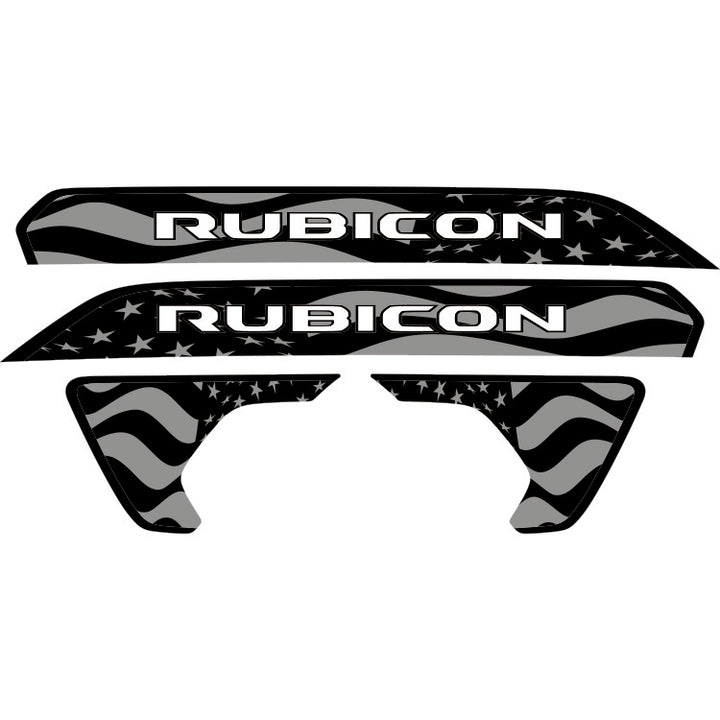 Rubicon Hood Lettering and Fender Insert Package - Subdued American Flag