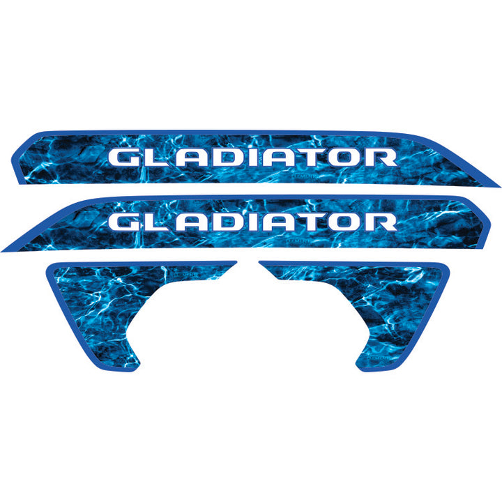 gladiator hood lettering and fender decal package - mossy oak elements aqua