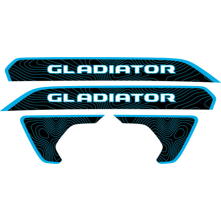 gladiator hood lettering and fender decal package - topography with colored outline