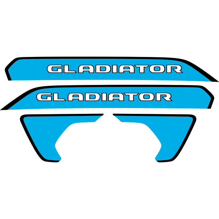 gladiator hood lettering and fender decal package - black outline