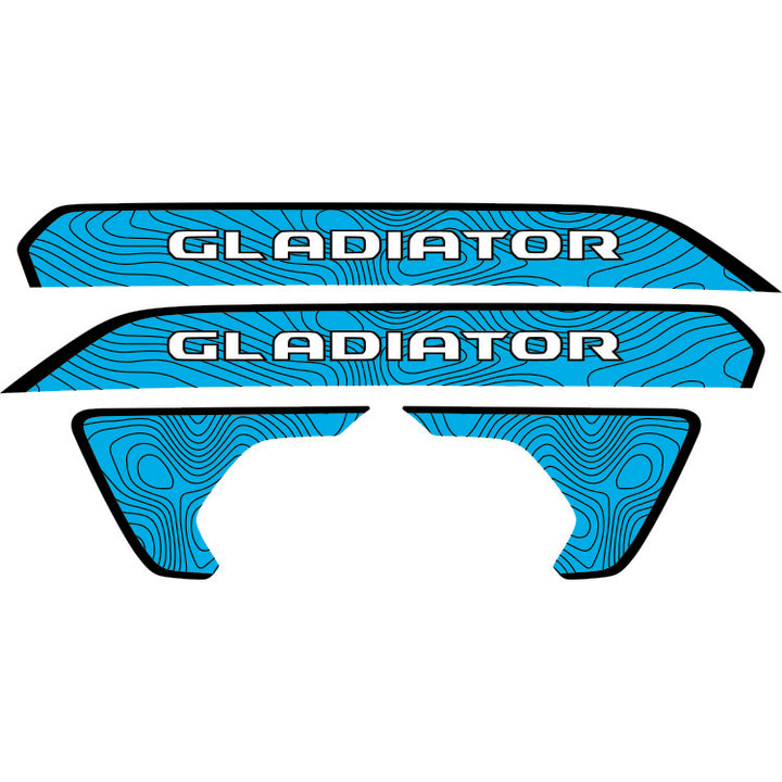 gladiator hood lettering and fender decal package - topography with black outline