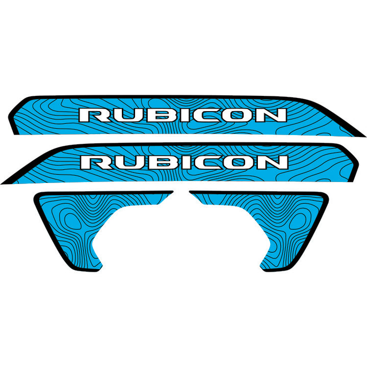 Rubicon Hood Lettering and Fender Insert Package - Topography with Black Outline