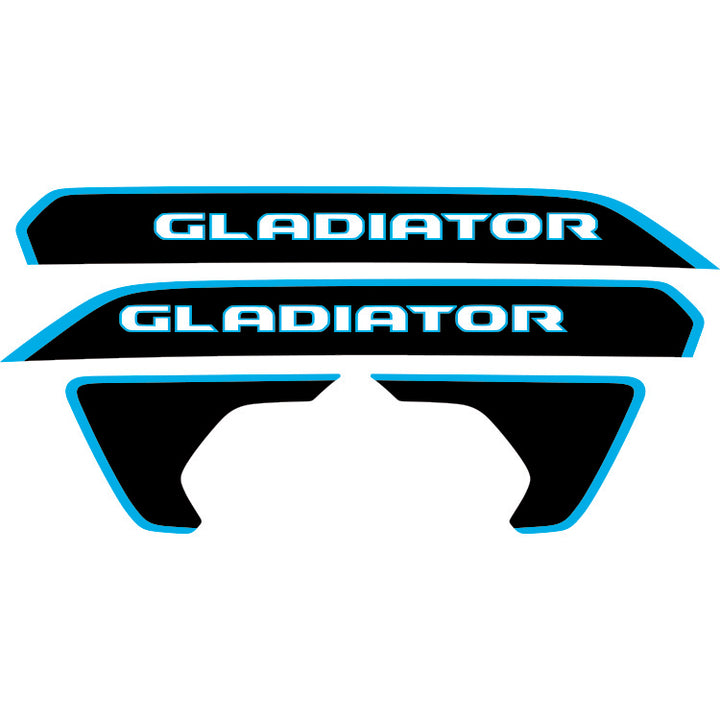 gladiator hood lettering and fender decal package - colored outline