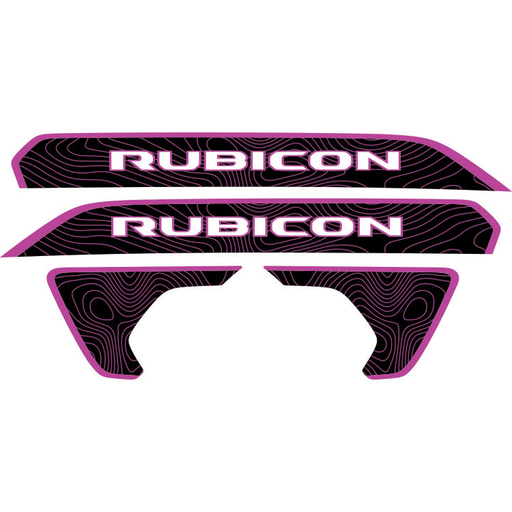 Rubicon Hood Lettering and Fender Insert Package - Topography with Color Outline