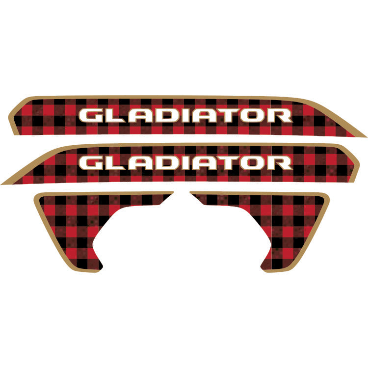 Gladiator Hood Lettering and Fender Insert Package - Red and Black Plaid