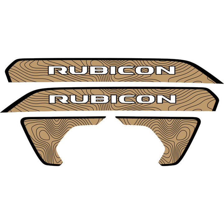 Rubicon Hood Lettering and Fender Insert Package - Topography with Black Outline