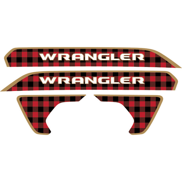 Wrangler Hood Lettering and Fender Insert Package - Red and Black Plaid