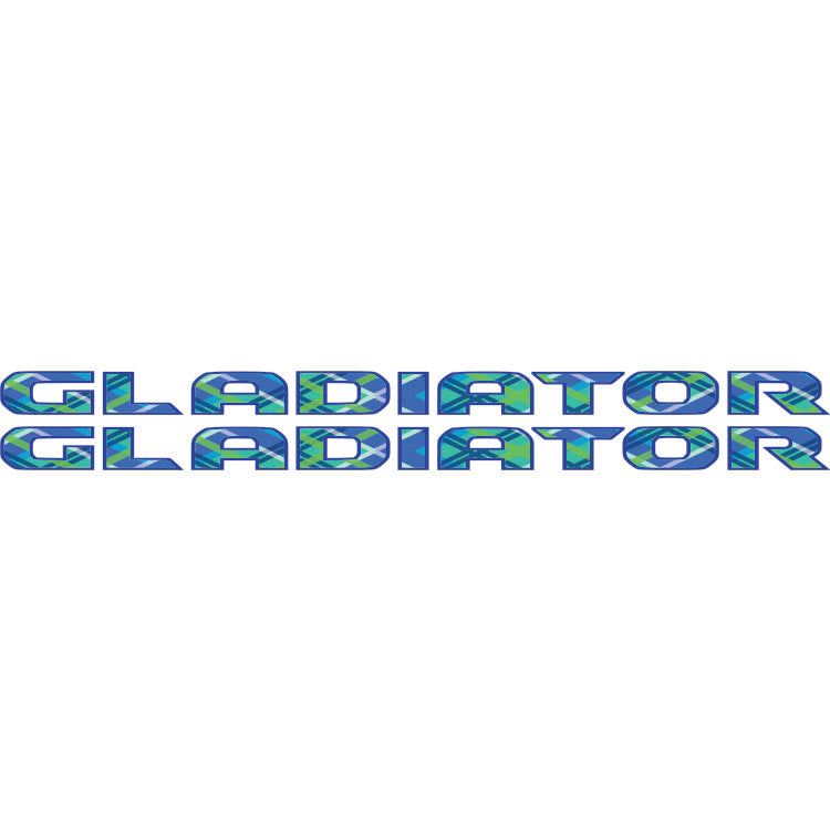 gladiator hood lettering decals - green and blue plaid