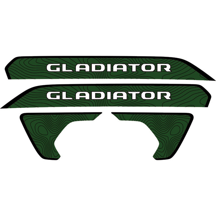 Gladiator Hood Lettering and Fender Insert Package - Topography with Black Outline