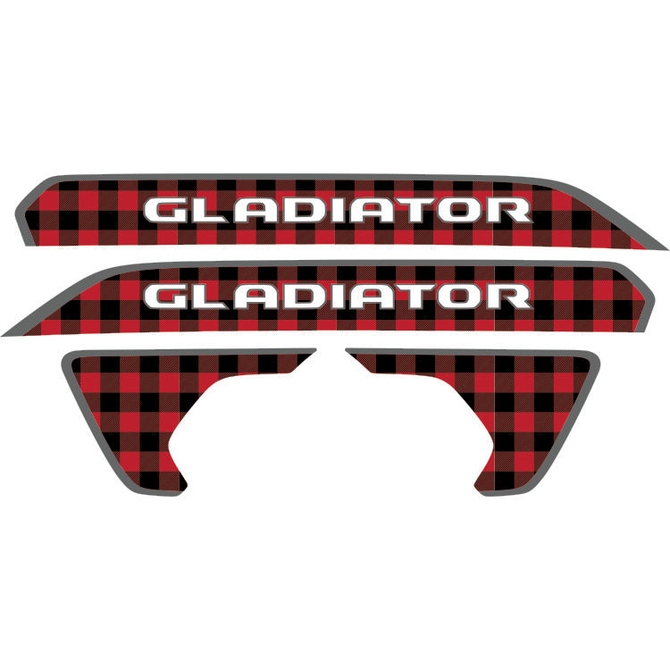 Gladiator Hood Lettering and Fender Insert Package - Red and Black Plaid