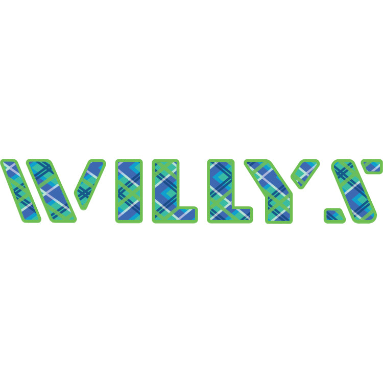 Willys Hood Lettering - Green and Blue Plaid