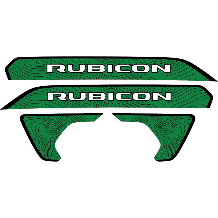 Rubicon Hood Lettering and Fender Insert Package - Topography with Black Outline