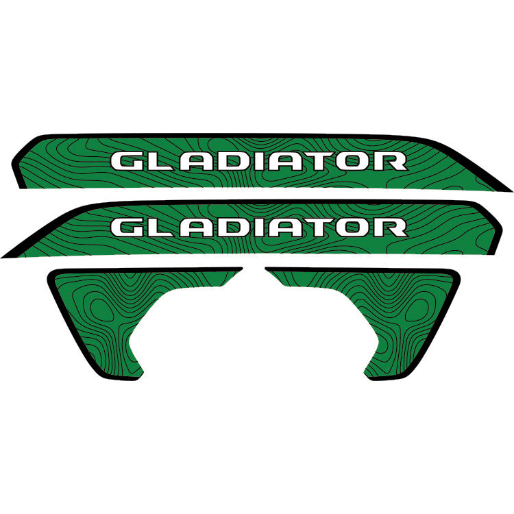 Gladiator Hood Lettering and Fender Insert Package - Topography with Black Outline