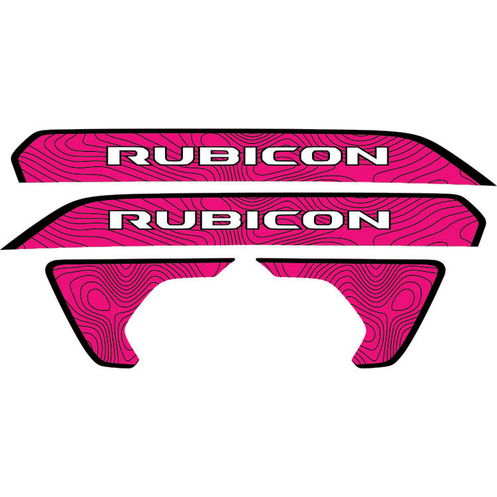 Rubicon Hood Lettering and Fender Insert Package - Topography with Black Outline