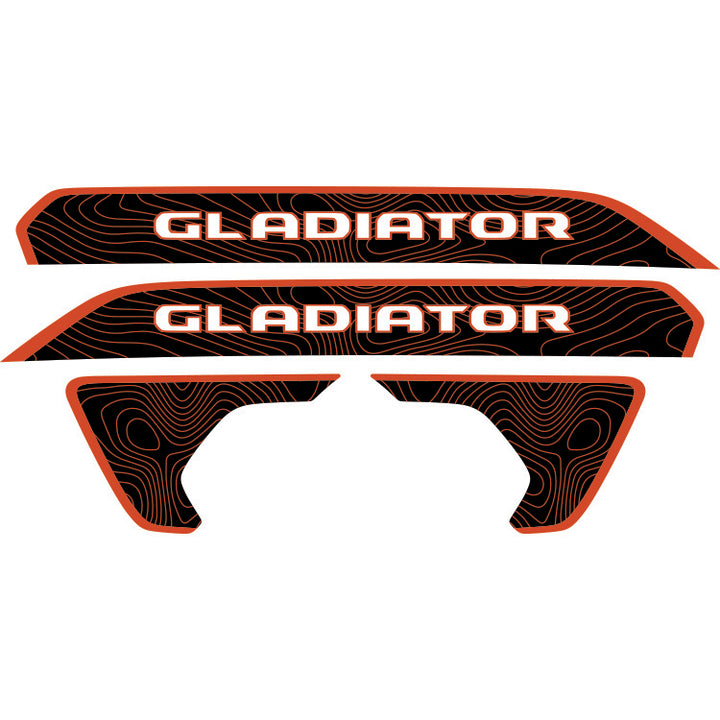 Gladiator Hood Lettering and Fender Insert Package - Topography with Colored Outline