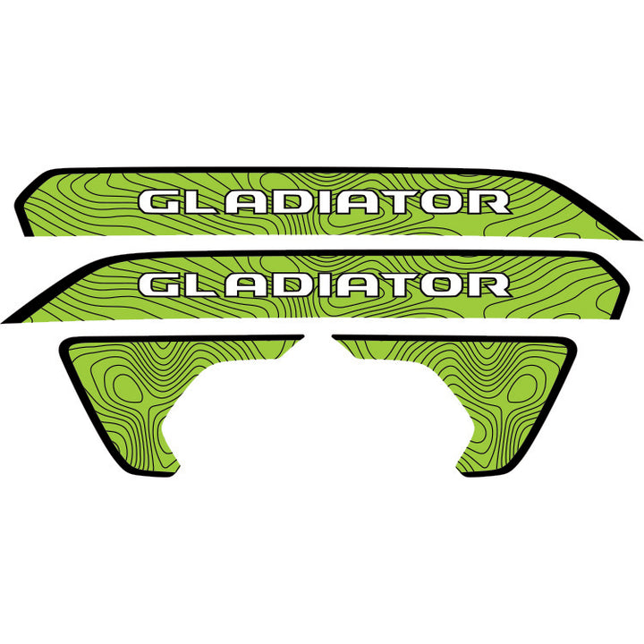 Gladiator Hood Lettering and Fender Insert Package - Topography with Black Outline