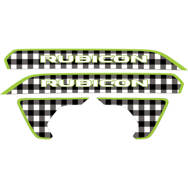 Rubicon Hood Lettering and Fender Insert Package - Black and White Plaid