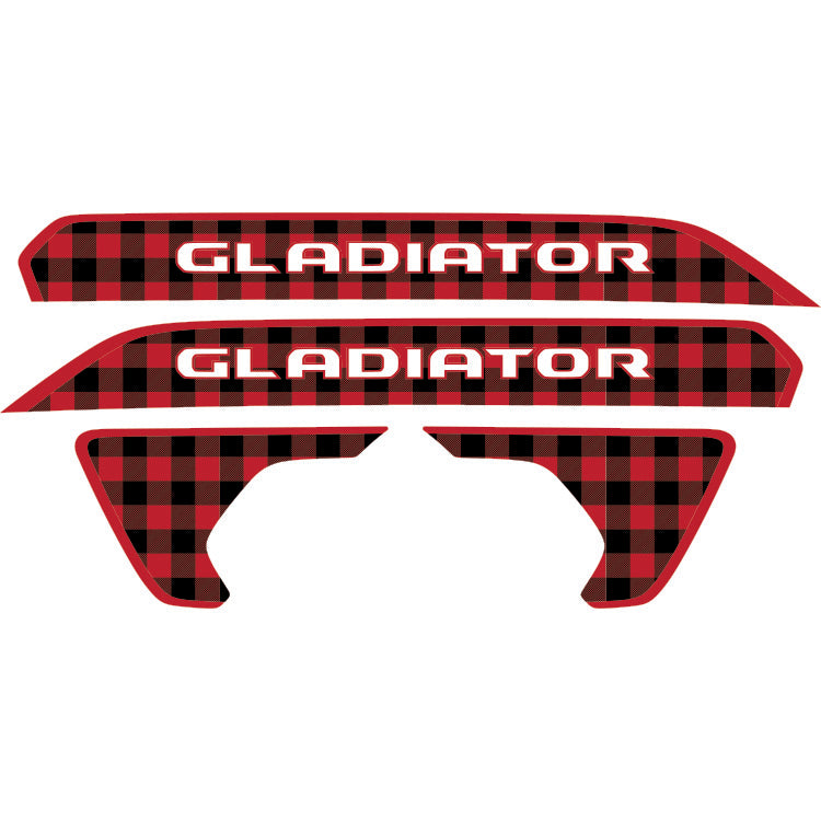 Gladiator Hood Lettering and Fender Insert Package - Red and Black Plaid