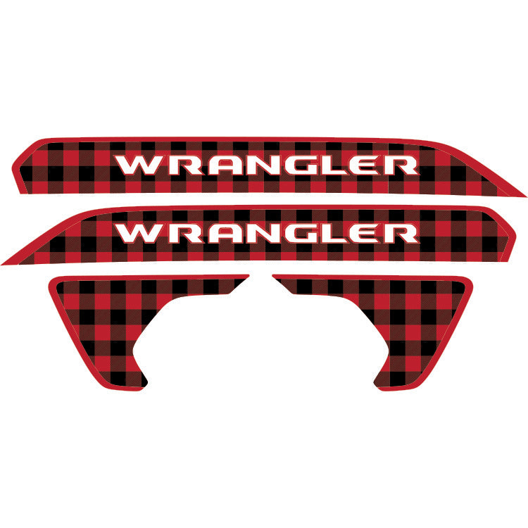 Wrangler Hood Lettering and Fender Insert Package - Red and Black Plaid