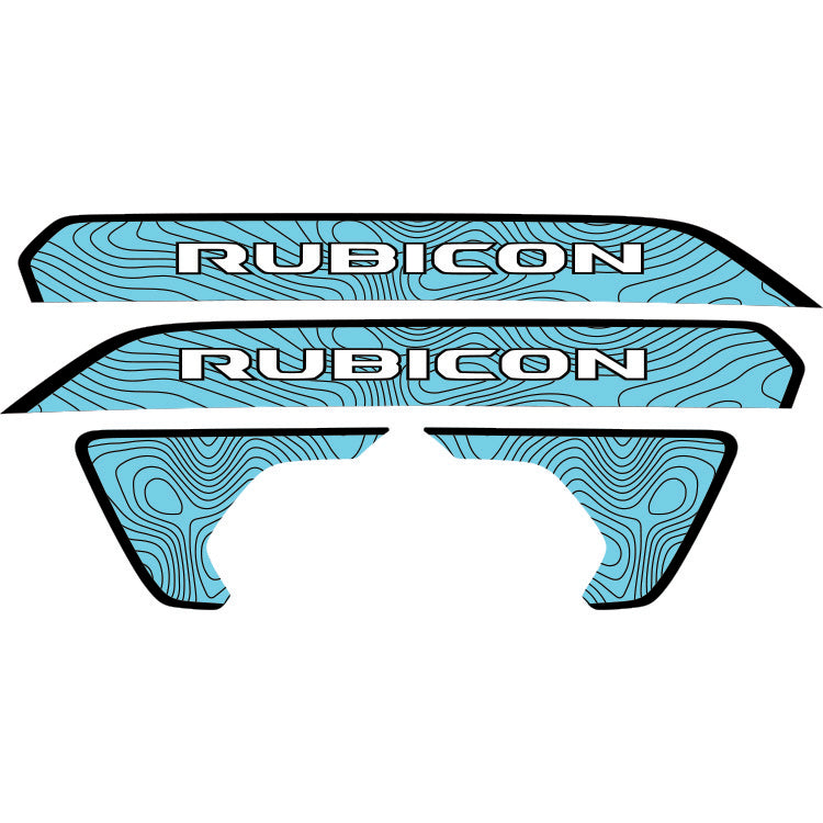 Rubicon Hood Lettering and Fender Insert Package - Topography with Black Outline