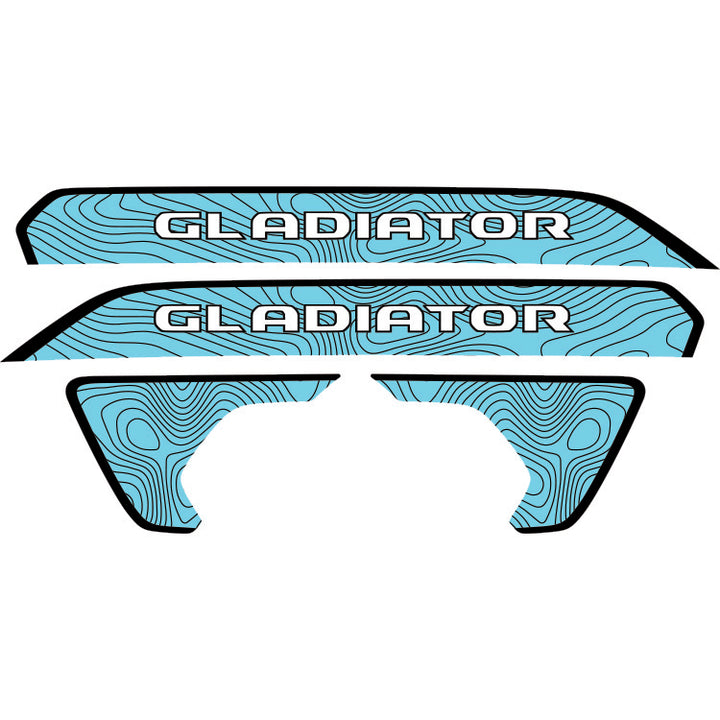 Gladiator Hood Lettering and Fender Insert Package - Topography with Black Outline