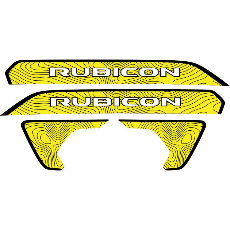 Rubicon Hood Lettering and Fender Insert Package - Topography with Black Outline