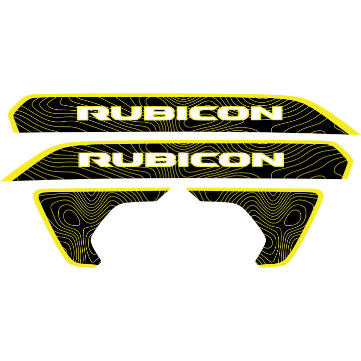 Rubicon Hood Lettering and Fender Insert Package - Topography with Color Outline