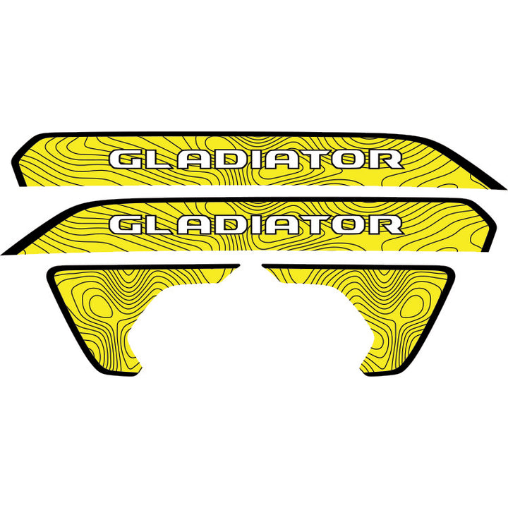 Gladiator Hood Lettering and Fender Insert Package - Topography with Black Outline